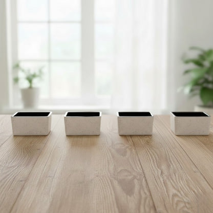 Caffeine Ceramic Stoneware Handmade Dual-Glazed Cream and Black Dip and Sauce (Set of 4, 40 ml)