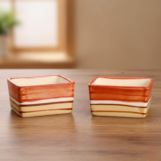 Caffeine Ceramic Handmade Orange Beige Dip and Sauce (Set of 2, 40 ml)