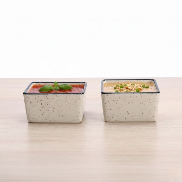 Caffeine Ceramic Stoneware Handmade White & Black Matte Dip and Sauce (Set of 2, 50 ml)