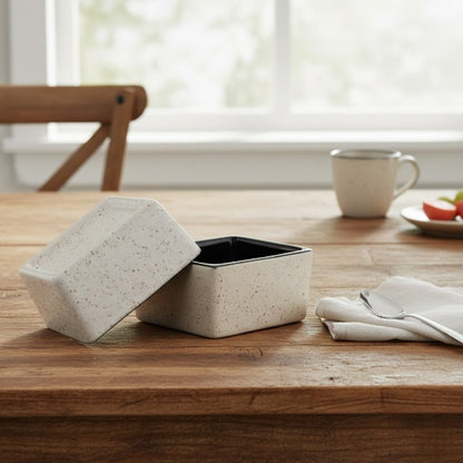 Caffeine Ceramic Stoneware Handmade Dual-Glazed Cream and Black Dip & Sauce (Set of 2, 40ml)