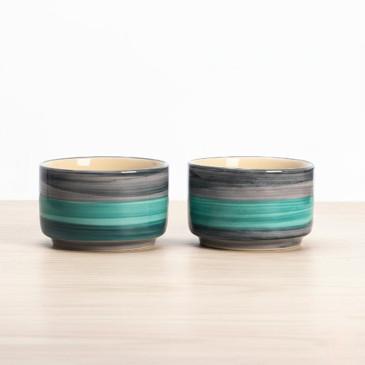 Caffeine Ceramic Stoneware Handmade Sea Green Dip and Sauce (Set of 2, 50 ml)