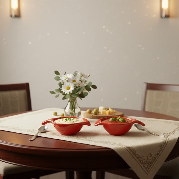 Caffeine Ceramic Handmade Red Glossy Dip and Sauce (Set of 2, 40 ml)