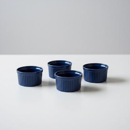 Caffeine Ceramic Handmade Blue Glossy Ramekin bowl (Set of 6)