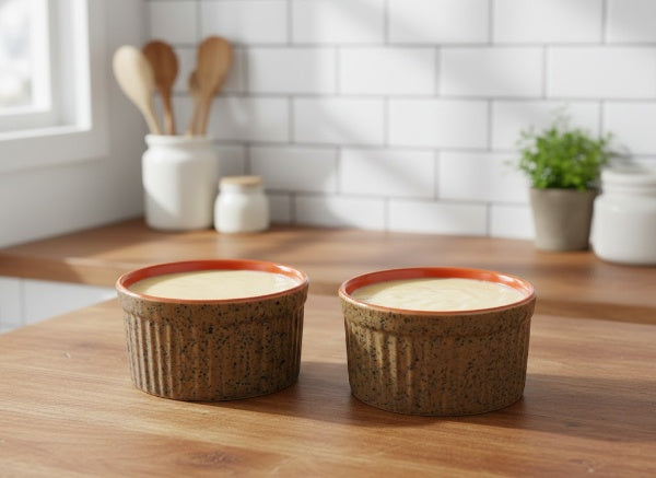 Caffeine Ceramic Handmade Orange & Cream Ramekins bowl (Set of 2)