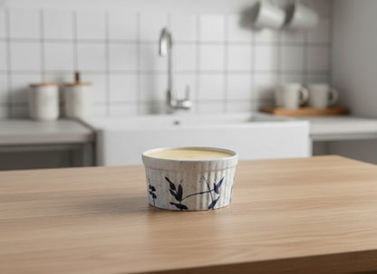 Caffeine Ceramic Handmade White Bamboo Ramekins Bowl (Set of 4)