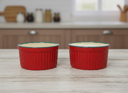 Caffeine Ceramic Handmade Maroon And Blue Ramekins Bowls – (Set of 2)