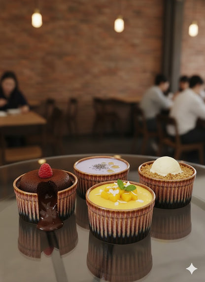 Caffeine Ceramic Handmade Red Studio Ramekin bowl set of 6