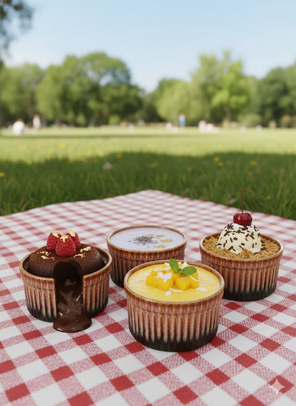 Caffeine Ceramic Handmade Red Studio Ramekin bowl set of 6