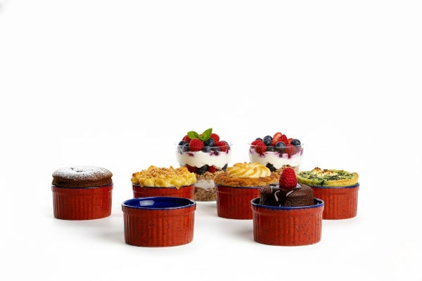 Caffeine Ceramic Handmade Blue Metallic Ramekins Bowl (Set of 6)