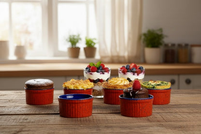 Caffeine Ceramic Handmade Blue Metallic Ramekins Bowl (Set of 6)