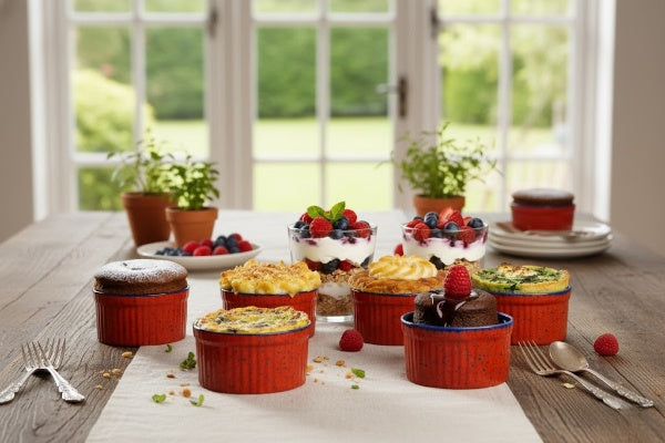 Caffeine Ceramic Handmade Blue Metallic Ramekins Bowl (Set of 6)