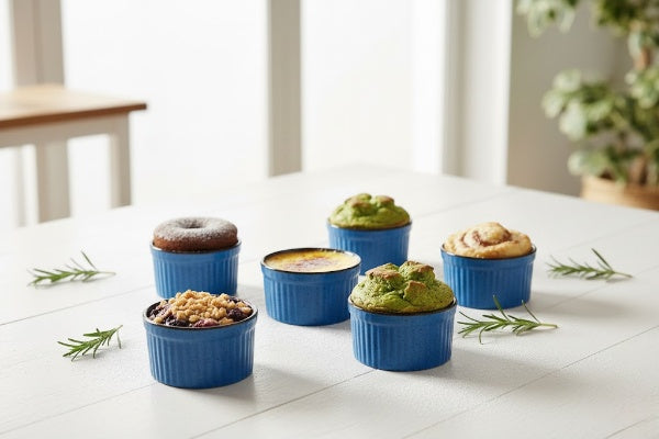 Caffeine Ceramic Handmade Blue & Brown ramekins Bowl (Set of 6, 150 ml)