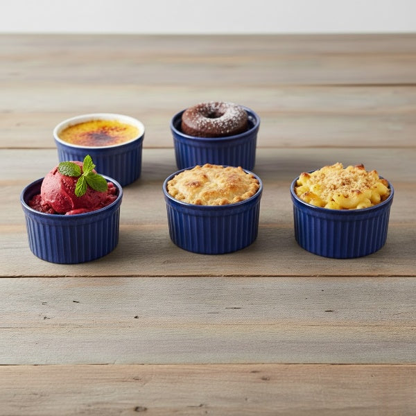 Caffeine Ceramic Handmade Blue Glossy Ramekin bowl (Set of 6)