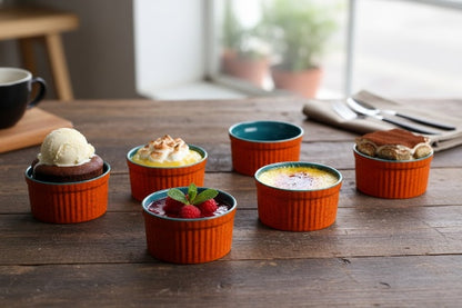 Caffeine Ceramic Handmade Blue Glossy Ramekin bowl (Set of 6)