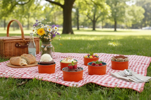 Caffeine Ceramic Handmade Blue Glossy Ramekin bowl (Set of 6)