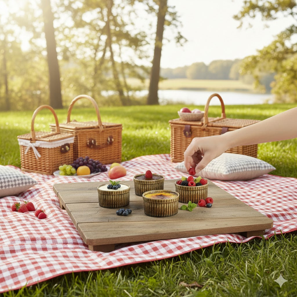 Caffeine Ceramic Handmade Brown Timberland Ramekin bowl (Set of 4, 150 ml)