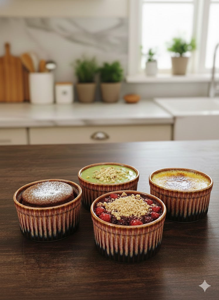 Caffeine Ceramic Handmade Red Studio Ramekin bowl set of 6