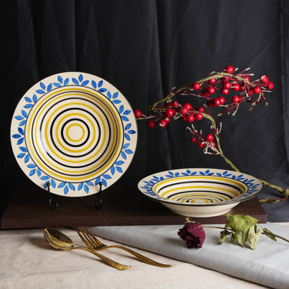 Caffeine Ceramic Handmade Stoneware Multi Dotted 9'' Soup Plate set of 6 - Caffeine Premium Stoneware