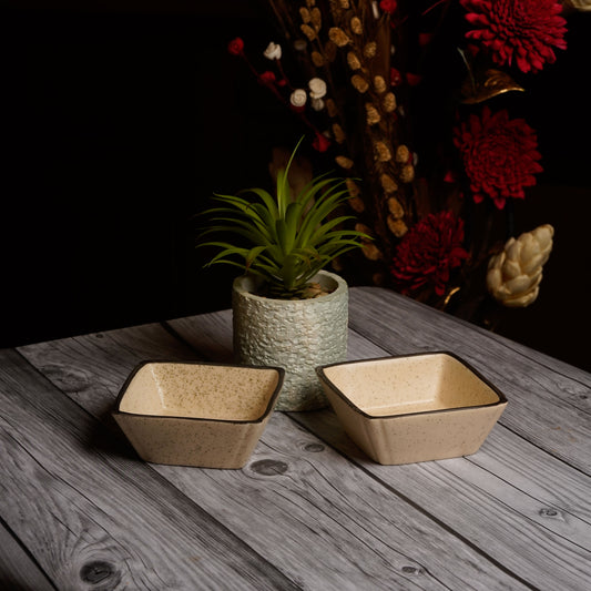 Caffeine Ceramic Handmade White & Matte Katori Bowl- Set of 2 - Caffeine Premium Stoneware