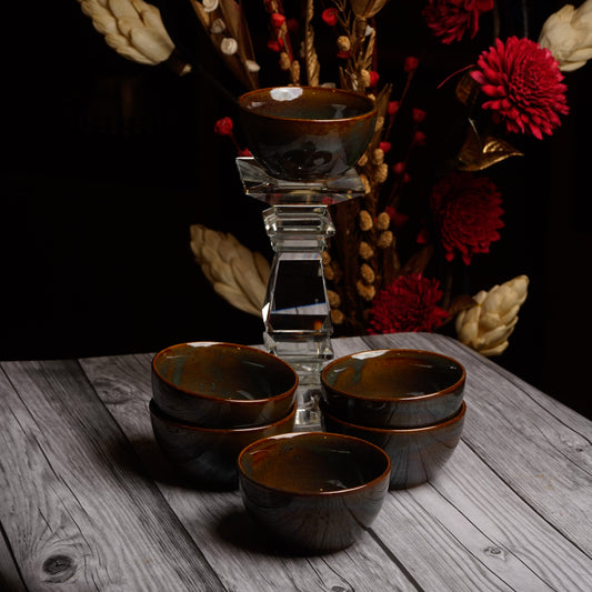 Caffeine Ceramic Handmade Multicolour Studio katori Bowl (Set of 6) - Caffeine Premium Stoneware