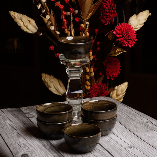 Caffeine Ceramic Handmade Brown Timberland katori Bowl (Set of 6) - Caffeine Premium Stoneware