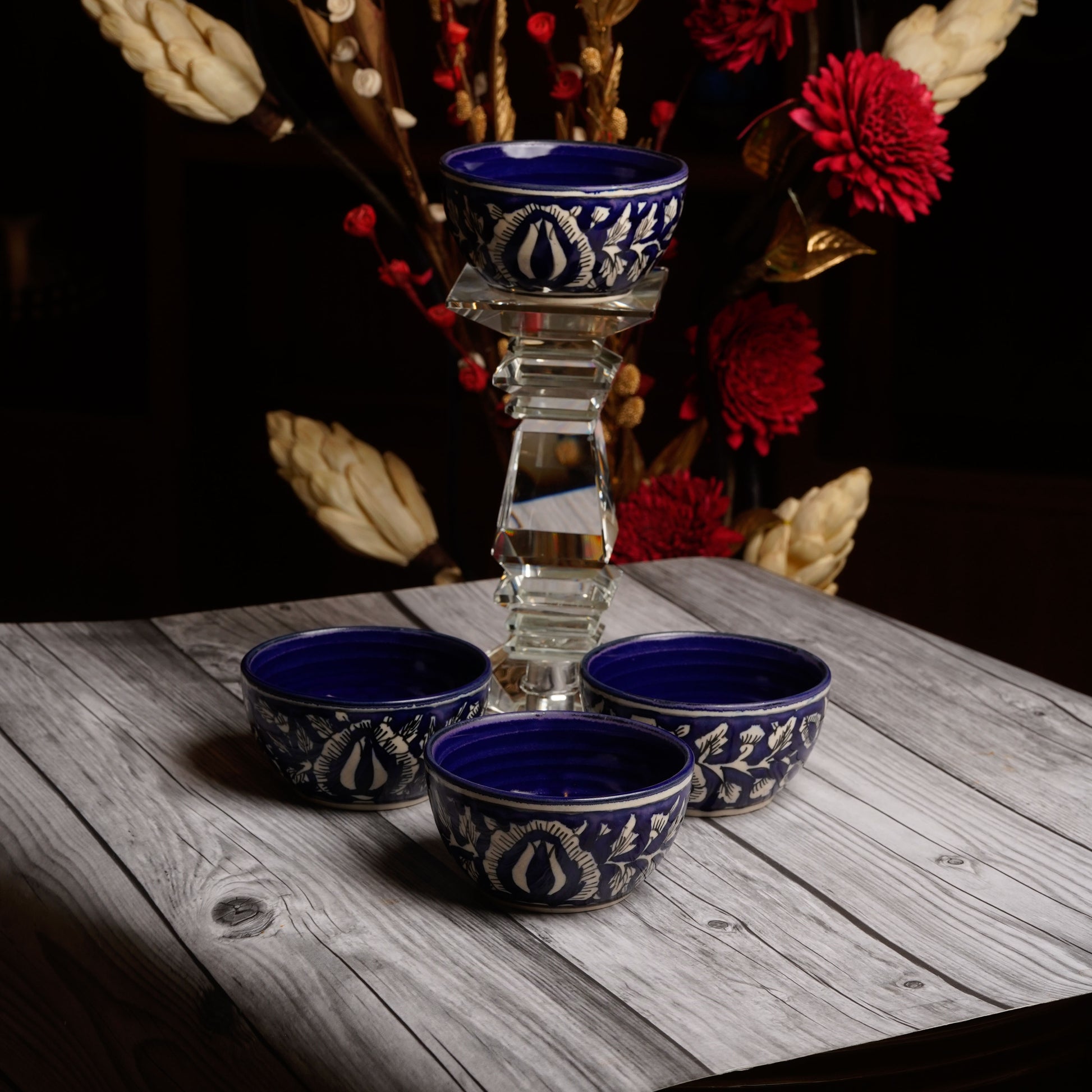 Caffeine Ceramic Handmade Blue mughal katori Bowl (Set of 6) - Caffeine Premium Stoneware