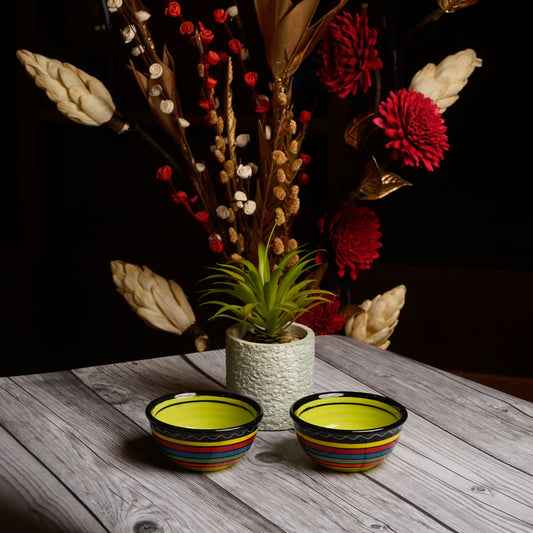 Caffeine Ceramic Handmade Multi Color katori Bowl (Set of 2) - Caffeine Premium Stoneware