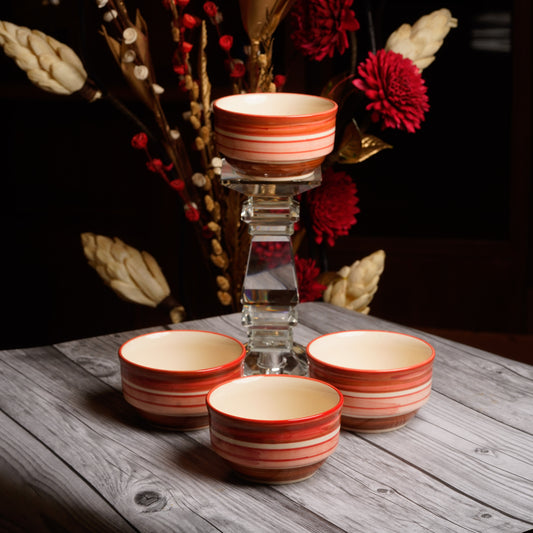 Caffeine Ceramic Handmade Orange Illusion Katori Bowl (Set of 4) - Caffeine Premium Stoneware