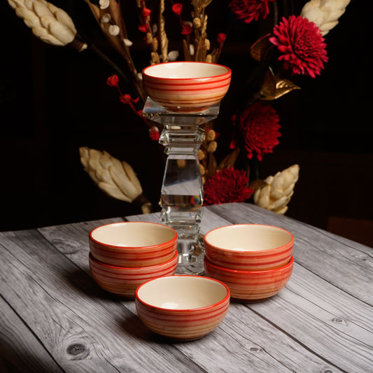 Caffeine Ceramic Handmade Brown boota katori Bowl (Set of 4) - Caffeine Premium Stoneware