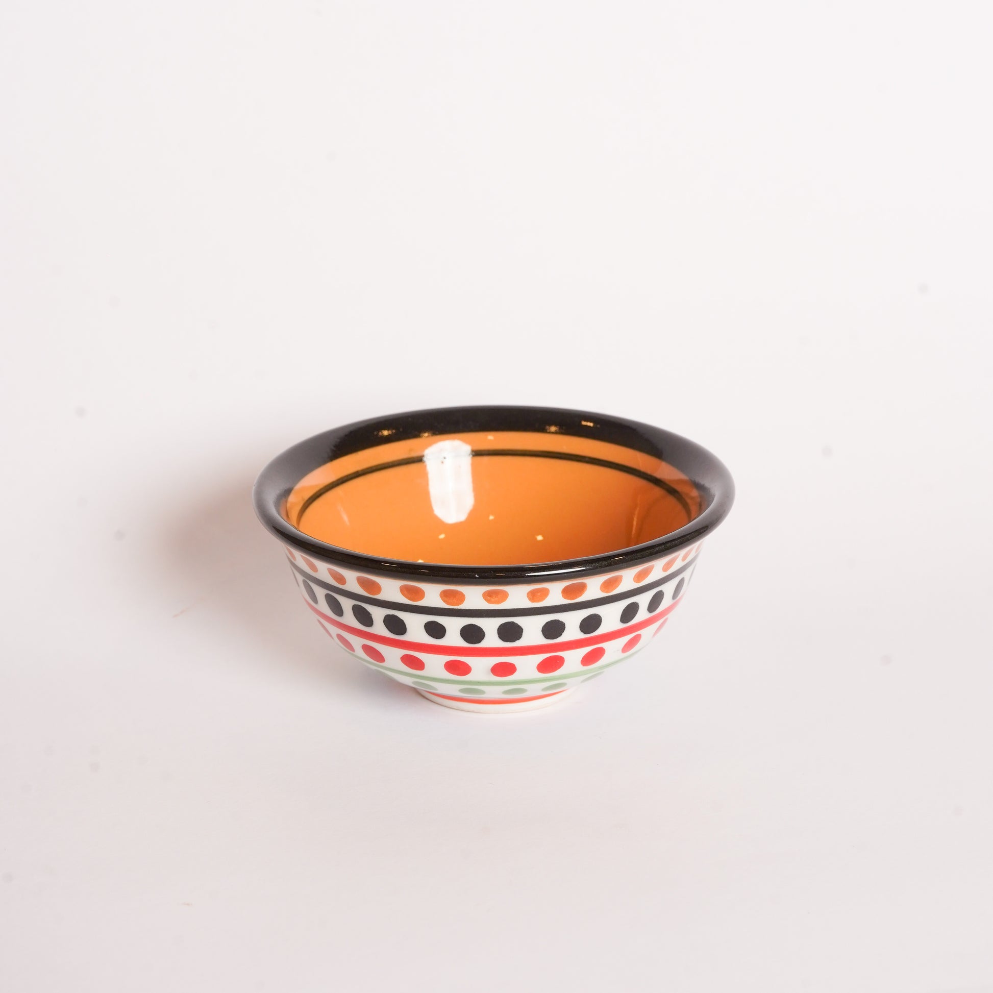 Caffeine Ceramic Handmade White and Orange Multi Dotted Katori Bowl ( Set of 2 ) - Caffeine Premium Stoneware