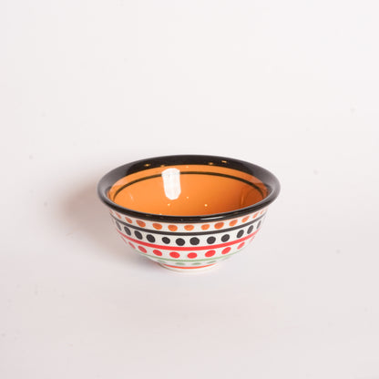 Caffeine Ceramic Handmade White and Orange Multi Dotted Katori Bowl ( Set of 2 ) - Caffeine Premium Stoneware