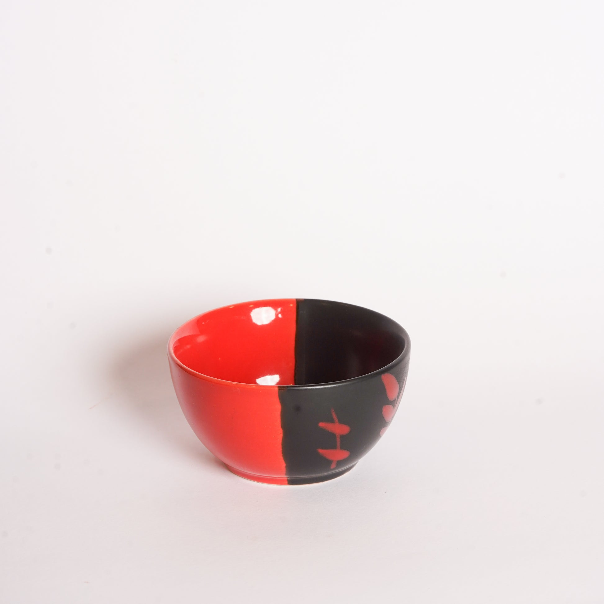 Caffeine Ceramic Handmade Red & Black Bamboo Katori Bowl (Set of 4) - Caffeine Premium Stoneware