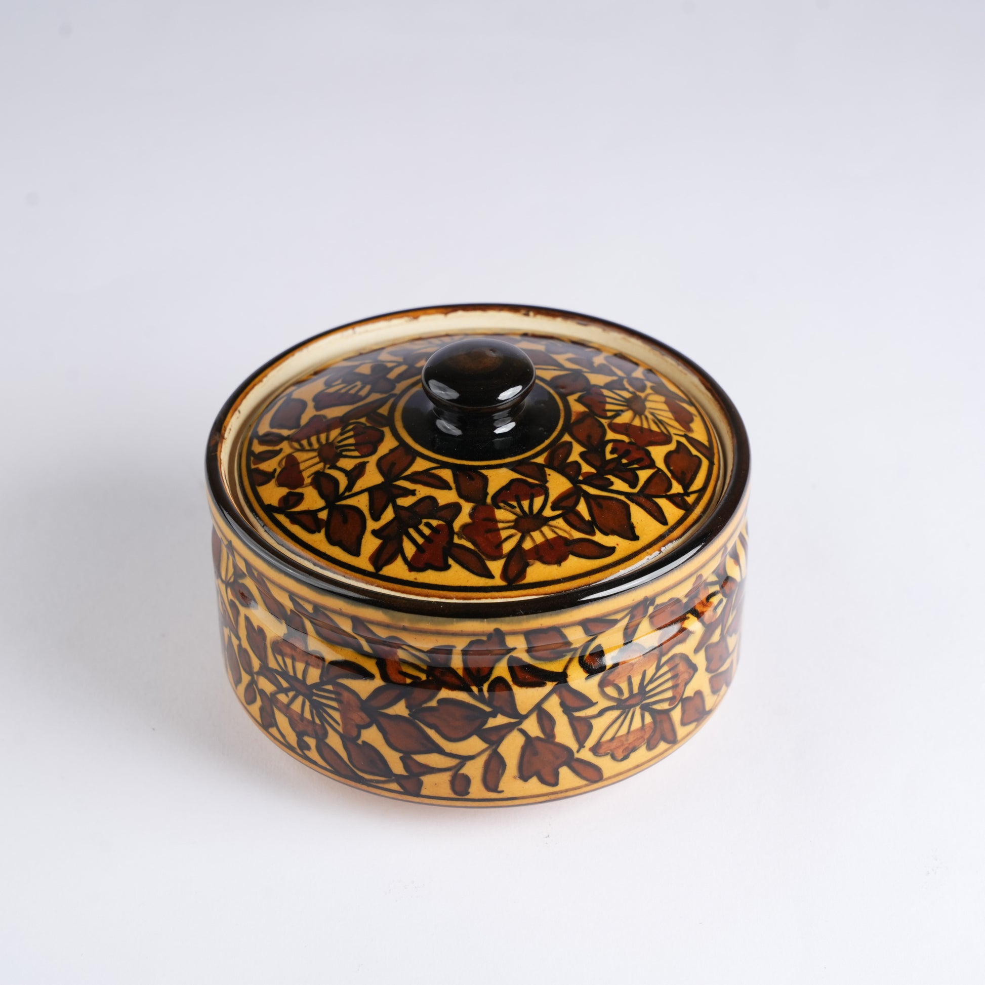 Caffeine Ceramic Handmade Brown Sehra Serving Casserole with Lid (Set of 3) - Caffeine Premium Stoneware