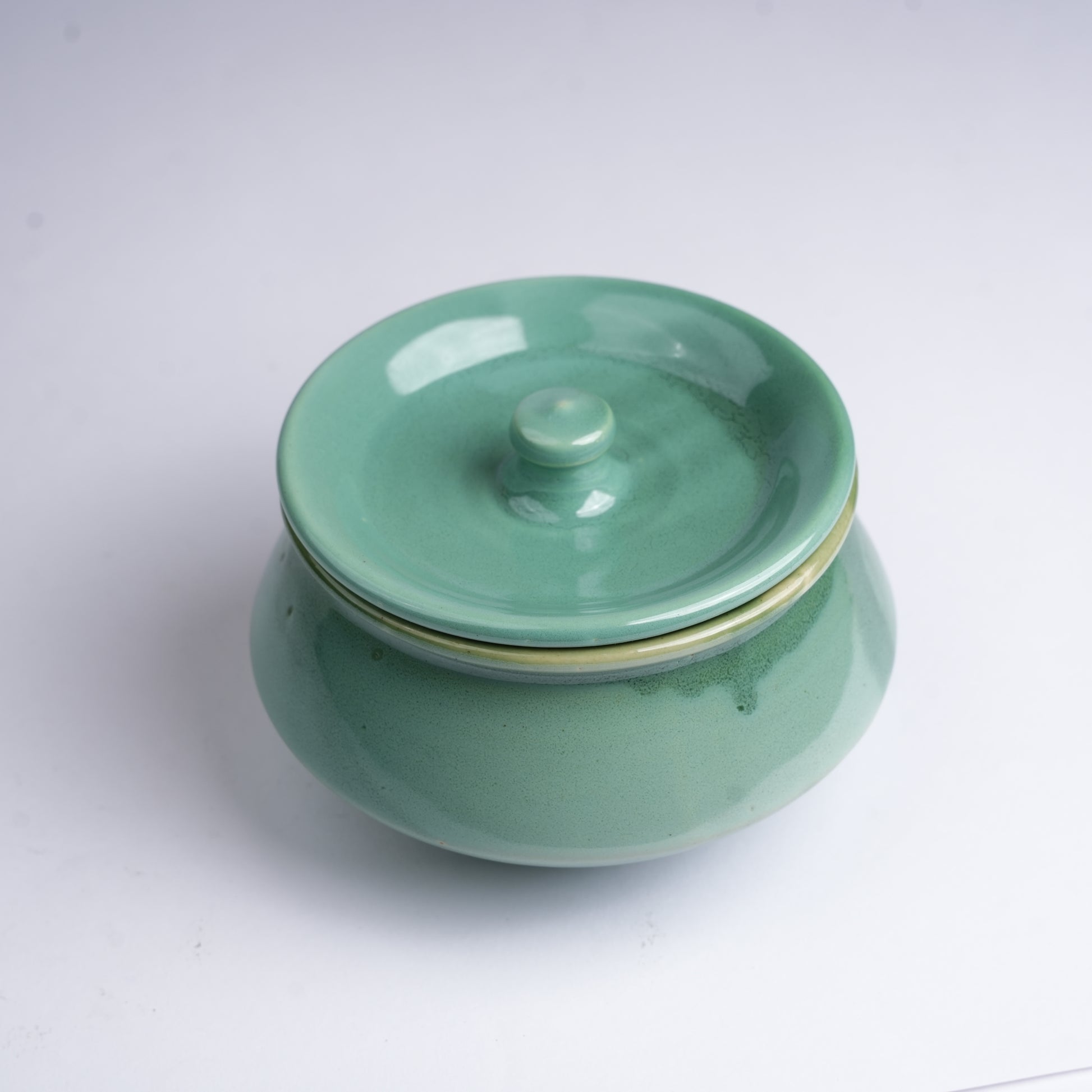 Caffeine Ceramic Handmade Green Ferrous Serving Handi with Lid (Set of 4) - Caffeine Premium Stoneware