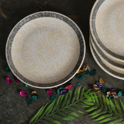 Caffeine Ceramic Handmade Stoneware Cream Patta Quarter Plate 7” (Set of 6 ) - Caffeine Premium Stoneware
