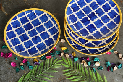 Caffeine Ceramic Handmade Stoneware Blue umrao quarter plate 7” (Set of 4 Dishwasher & Microwave safe ) - Caffeine Premium Stoneware