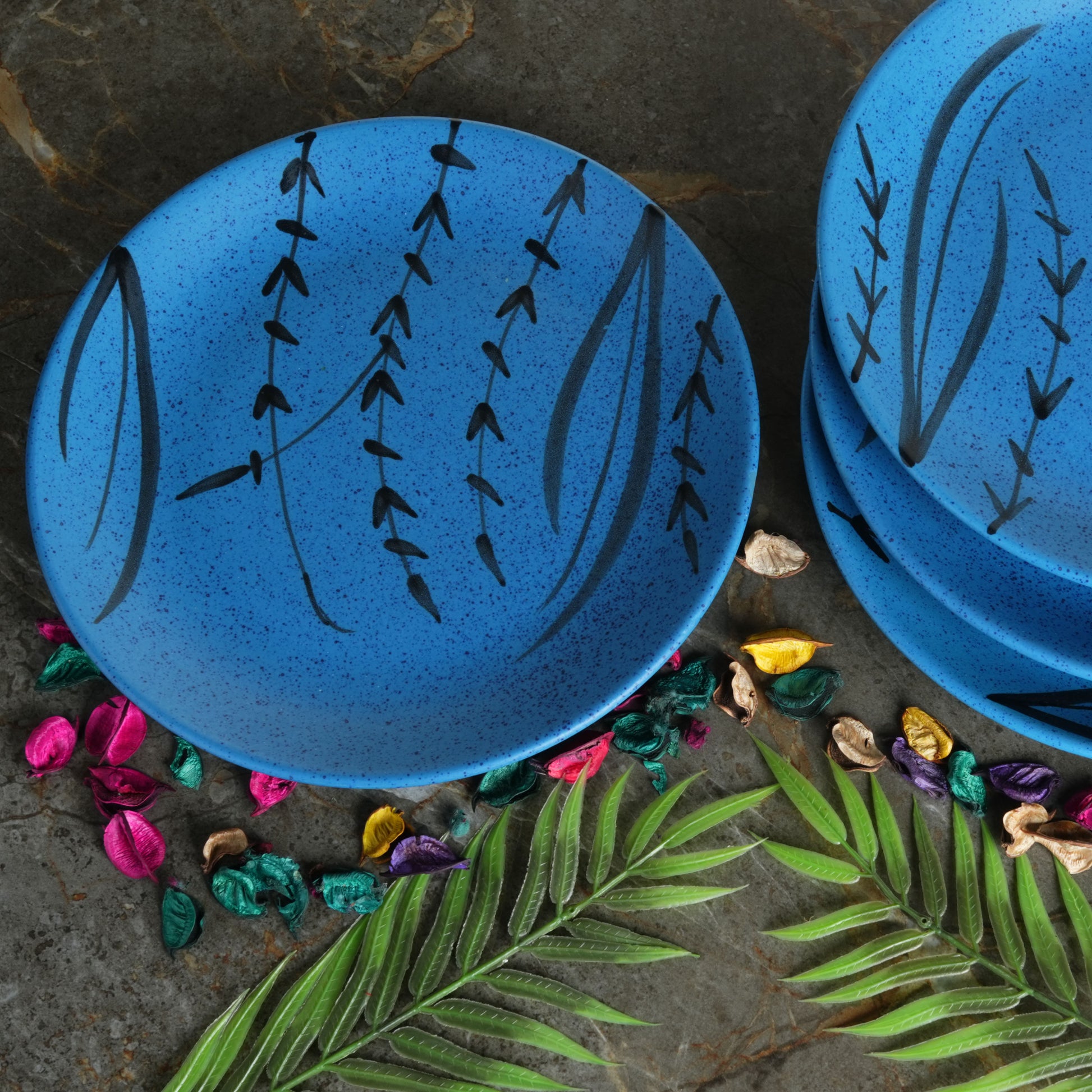 Caffeine Ceramic Handmade Stoneware Blue Turquoise Quarter Plate 7”(Set of 6 ) - Caffeine Premium Stoneware