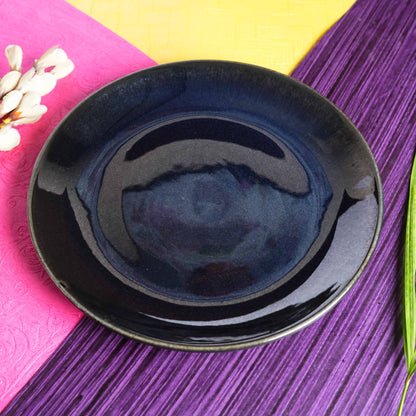 Caffeine Ceramic Handmade Stoneware black Ferrous Quarter Plates Side Plates (7 inch, Set of 2, Microwave & Dishwasher Safe) - Caffeine Premium Stoneware