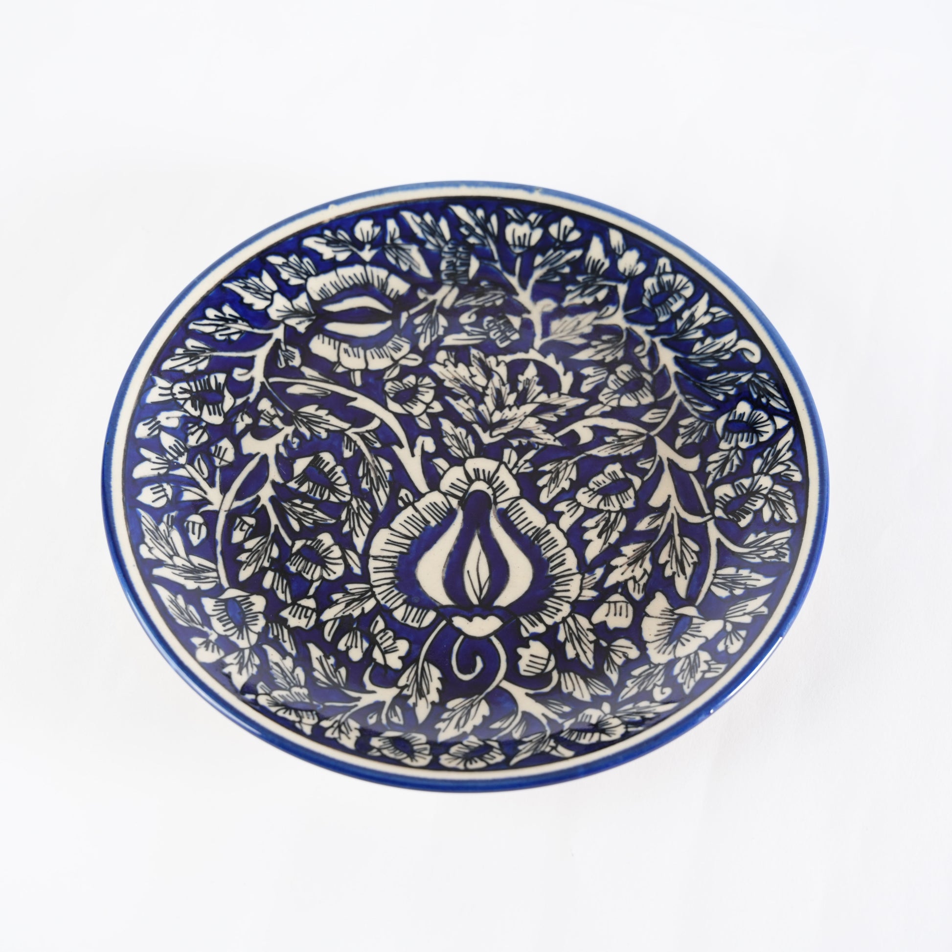 Caffeine Ceramic Handmade Stoneware Blue Mughal Dinner Plates set of 4 - Caffeine Premium Stoneware