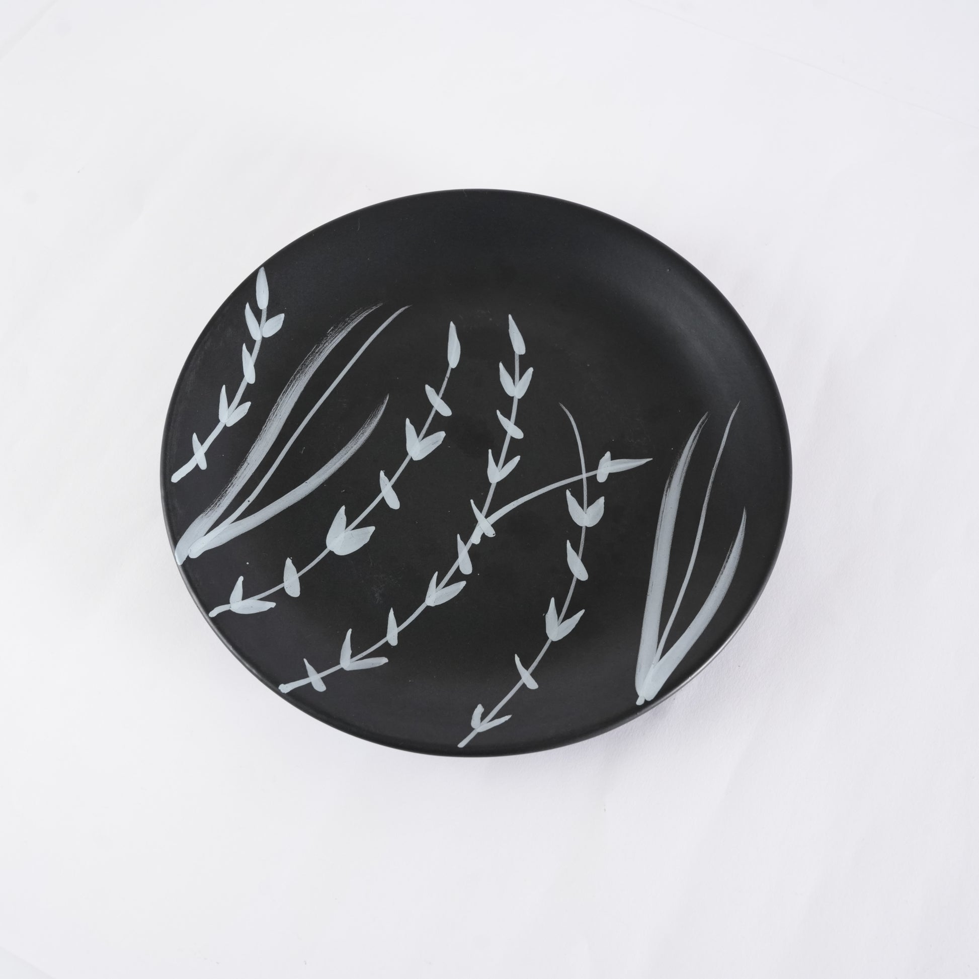 Caffeine Ceramic Handmade Stoneware Black Bamboo Quarter Plate 7” (Set of 4 Dishwasher & Microwave safe ) - Caffeine Premium Stoneware