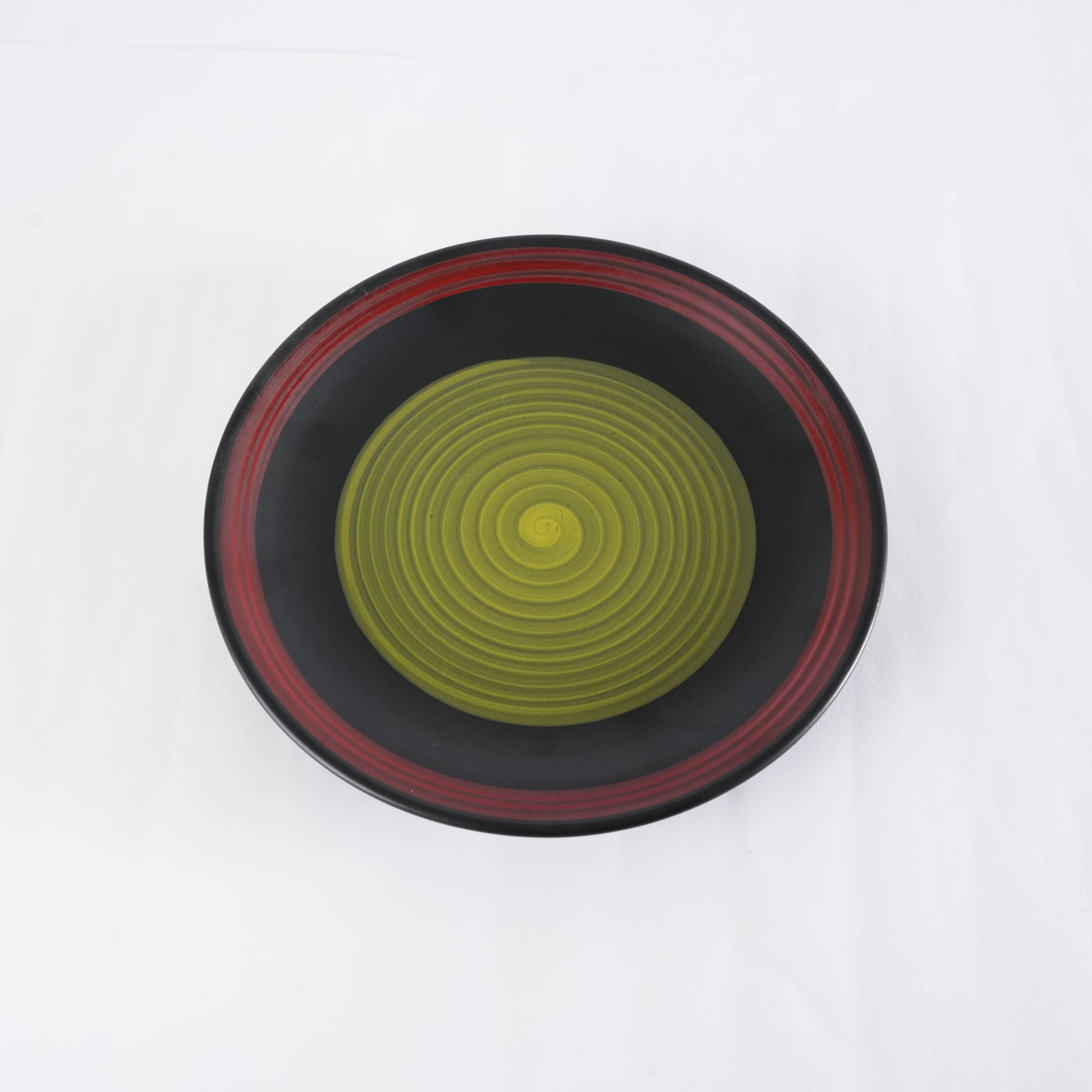 Caffeine Ceramic Handmade Stoneware Green Chandrakari Quarter Plate 7”(Set of 6 ) - Caffeine Premium Stoneware