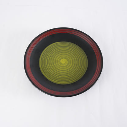 Caffeine Ceramic Handmade Stoneware Green Chandrakari Quarter Plate 7”(Set of 6 ) - Caffeine Premium Stoneware