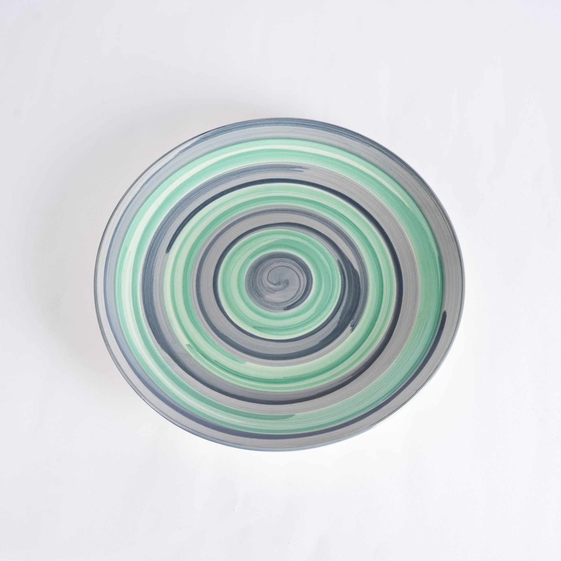 Caffeine Ceramic Handmade Stoneware Grey Teal Illusion Dinner Plate10'' Set of 6  (Microwave & Dishwasher Safe) - Caffeine Premium Stoneware