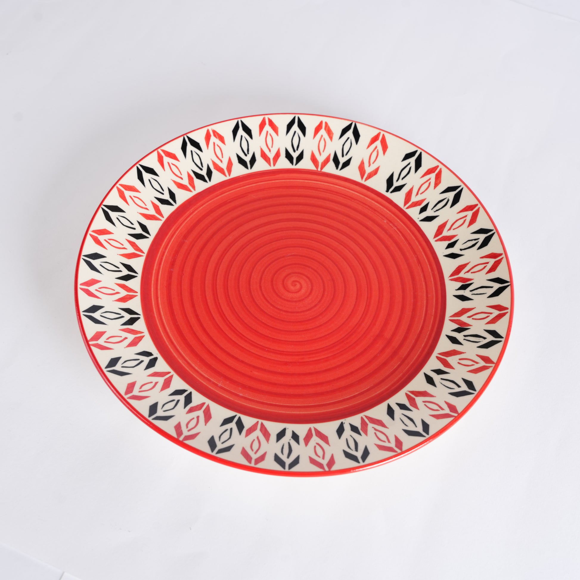 Caffeine Ceramic Handmade Stoneware Orange Arrow Pattern Quarter Plate 7” (Set of 6 Dishwasher & Microwave Safe) - Caffeine Premium Stoneware