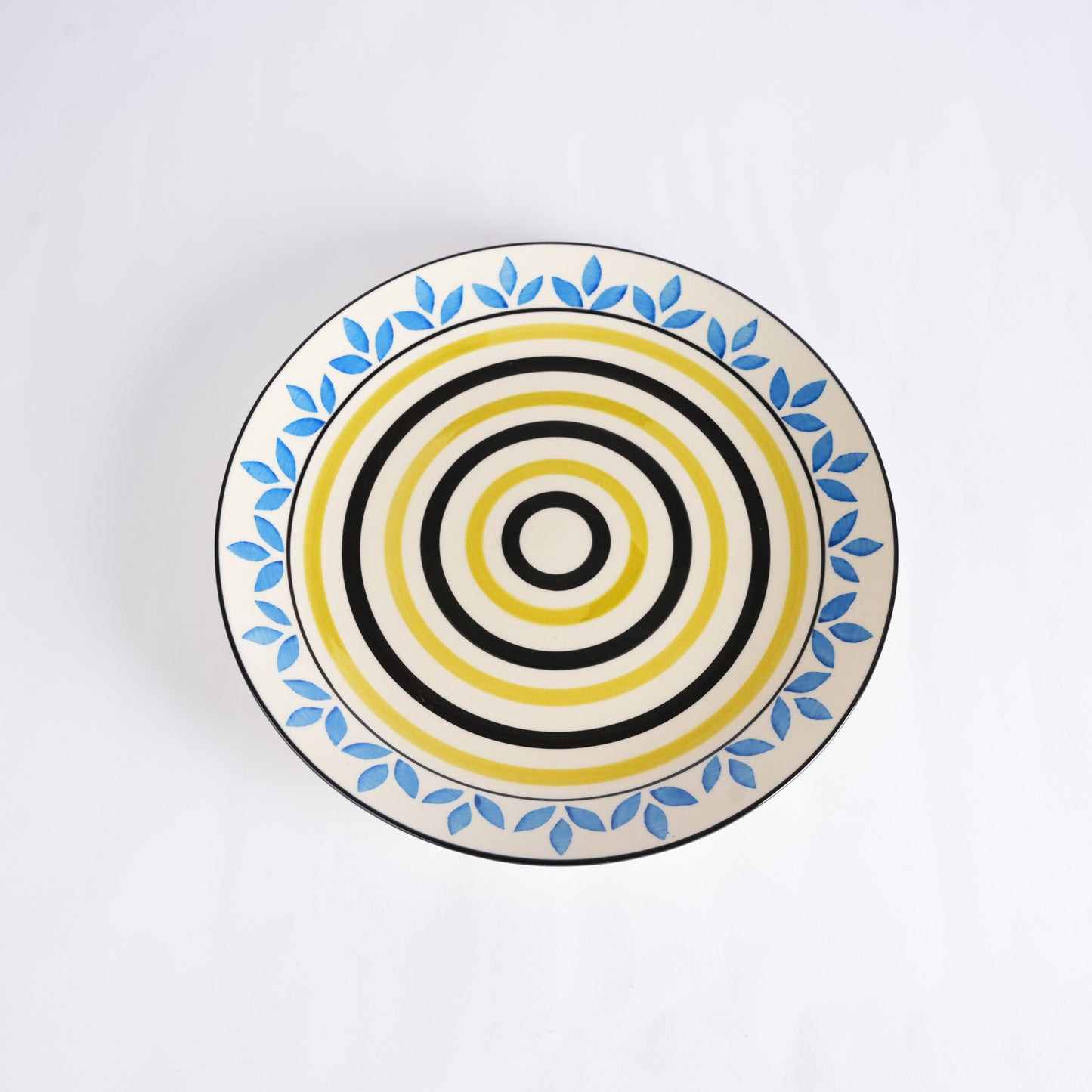 Caffeine Ceramic Handmade Stoneware Blue Asmiya Dinner Plate 10 inch Set of 6 (Microwave & Dishwasher Safe) - Caffeine Premium Stoneware