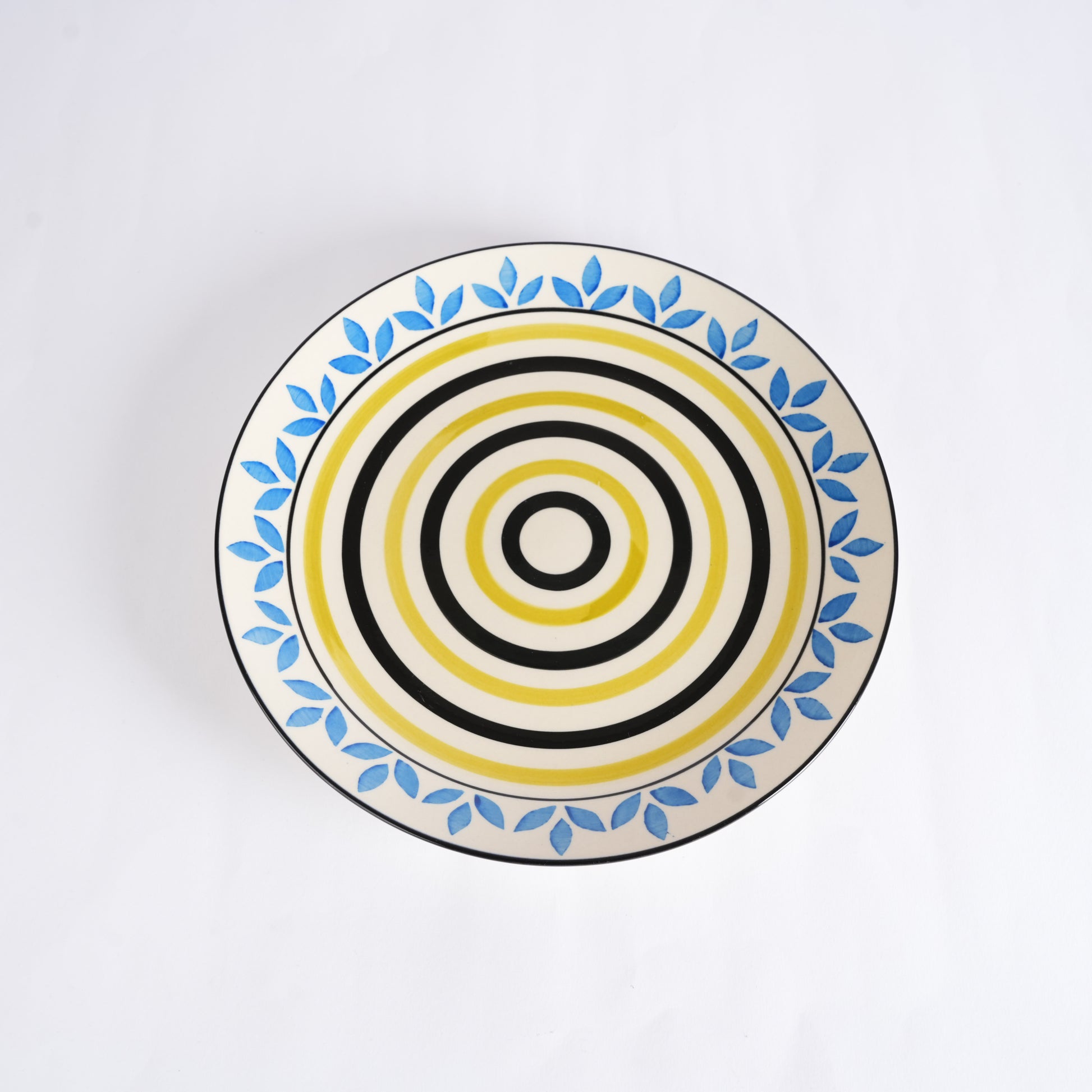 Caffeine Ceramic Handmade Stoneware Blue Asmiya Dinner Plate 10 inch Set of 6 (Microwave & Dishwasher Safe) - Caffeine Premium Stoneware