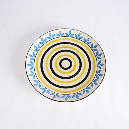 Caffeine Ceramic Handmade Stoneware Blue Asmiya Dinner Plate 10 inch Set of 6 (Microwave & Dishwasher Safe) - Caffeine Premium Stoneware