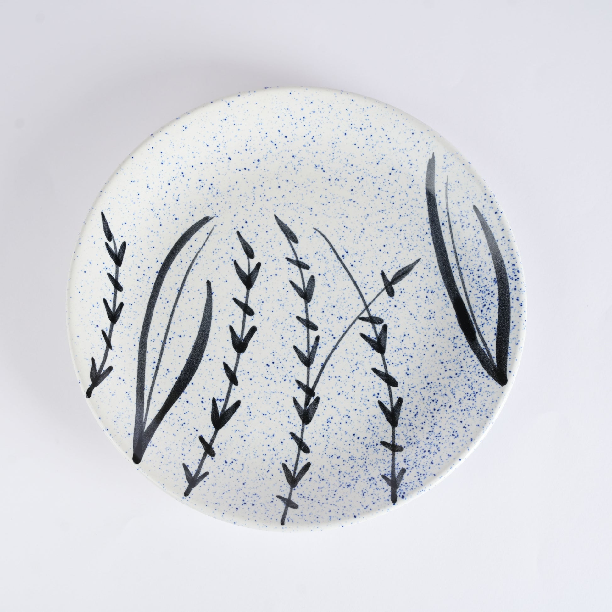 Caffeine Ceramic Handmade Stoneware White Bamboo Quarter Plate 7”(Set of 6 ) - Caffeine Premium Stoneware