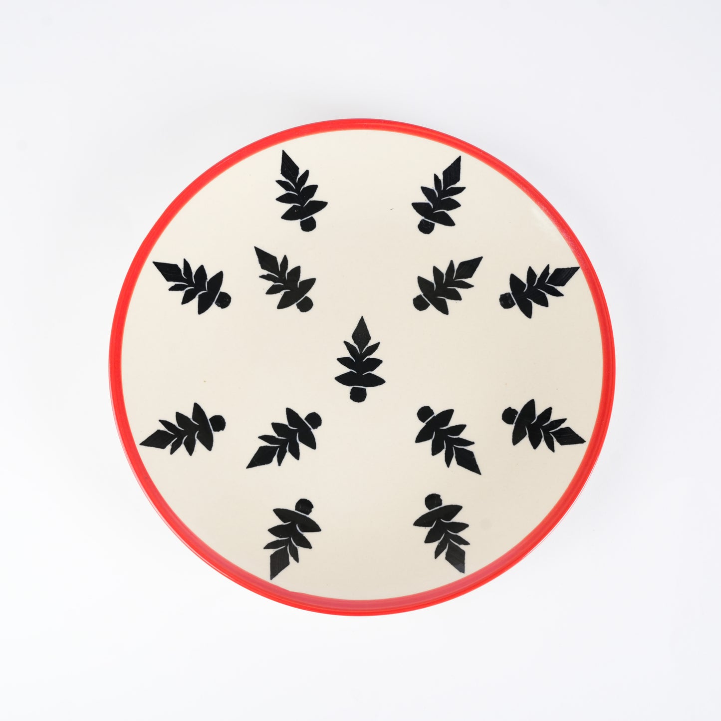 Caffeine Ceramic Handmade Stoneware Black Tree Quarter Plate 7”(Set of 6 ) - Caffeine Premium Stoneware