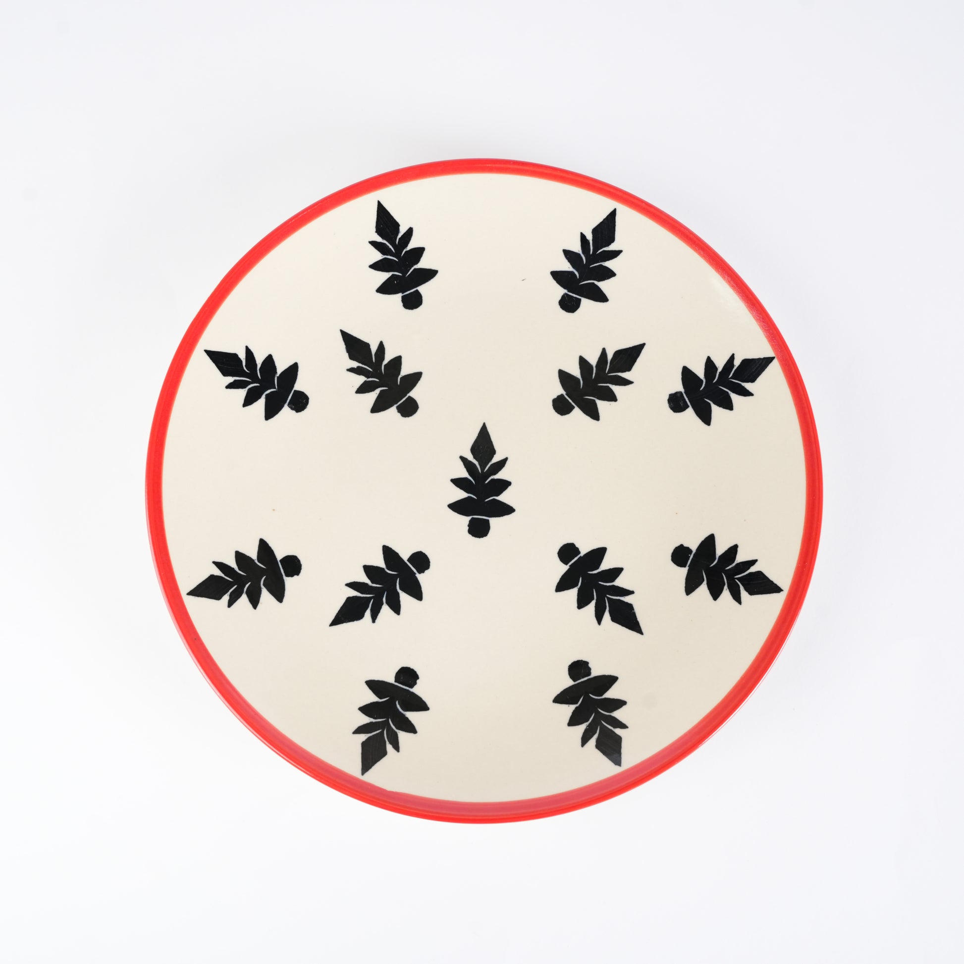 Caffeine Ceramic Handmade Stoneware Black Tree Quarter Plate 7”(Set of 6 ) - Caffeine Premium Stoneware